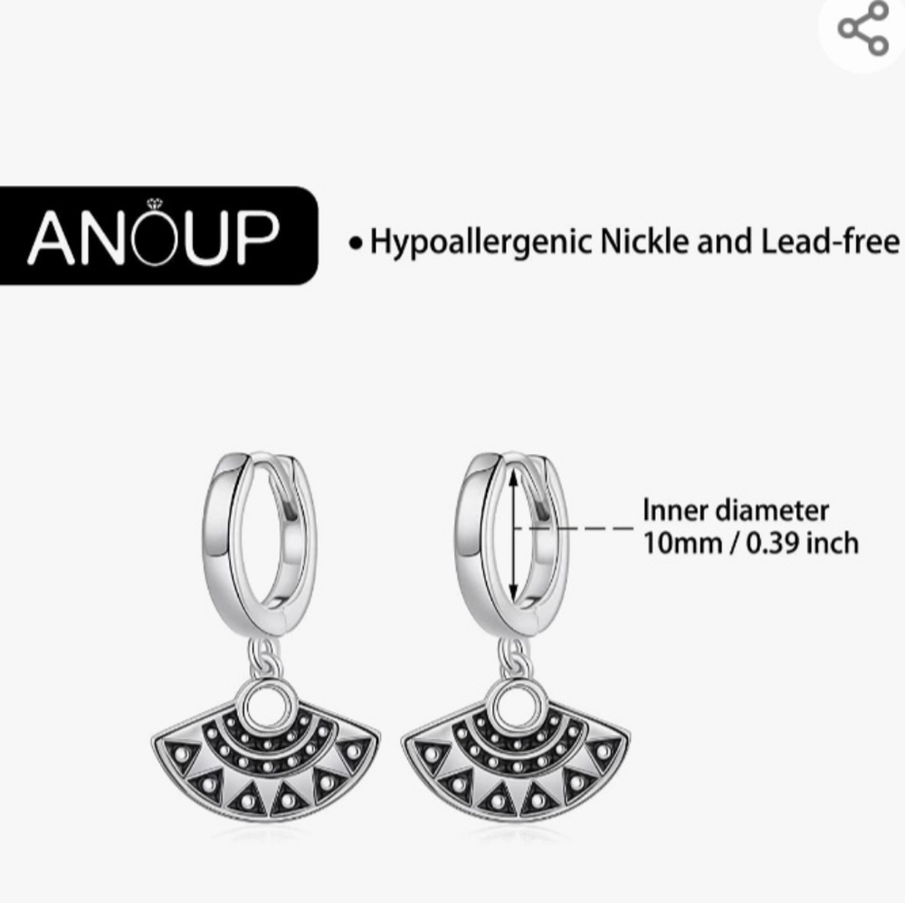 Anoup Sterling Silver RBG Charm Hoop Earrings - Picture 3 of 4